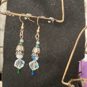 Elegant Gold and Green Dangle Earrings